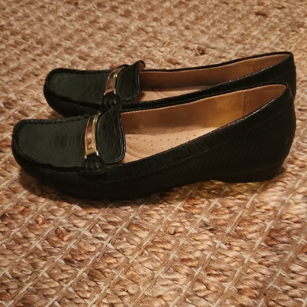 Naturalizer Black Loafers with Gold Accent